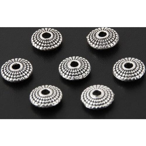 100pcs Silver Color 8.5mm Flat Spacer Beads Charms Round Circle Pendant Fit DIY Jewelry Making Handcrafted Accessories