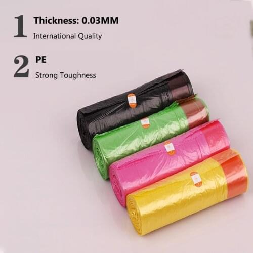 15 Pcs/ Roll PE Household Stringing Waste Bag Kitchen Garbage bags Dining Room Rope Pulling Trash Bag Bucket Garbage