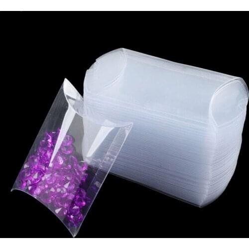 20pcs/lot Transparent PVC Pillow Shape Plastic Wedding Candy Box Coffee bean Children Birthday Party Favor Chocolate Gift Box