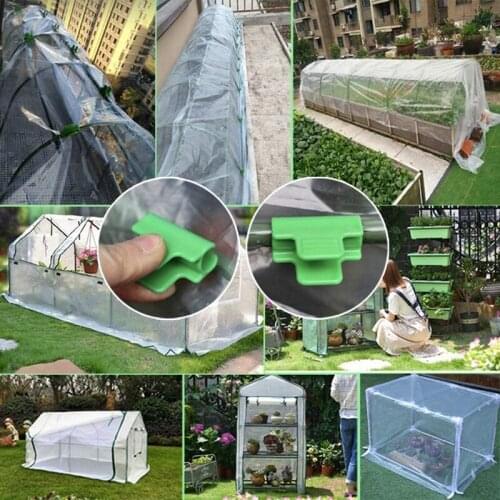 24Pcs Greenhouse Clamps Film Row Net Rod Clip Greenhouse Film Clamps for Season Plant Extension Support 16mm