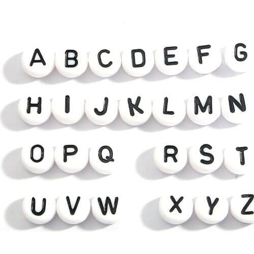 26 Letter Acrylic Beads Round Flat Charm Jewelry Handmade Diy Chain Bracelet Necklace Accessories Alphabet Loose Spacer Beads