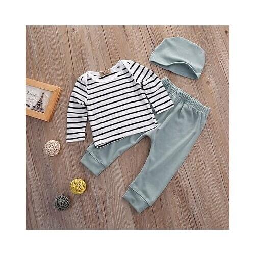 3PCS Set Toddler Kids Baby Boys Girls Outfits Clothes T-shirt +Pants +Hat