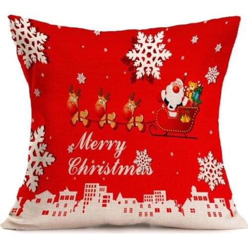 43x43cm Christmas festive print Santa Claus Christmas tree pattern car sofa cushion pillow pillow case 1PC