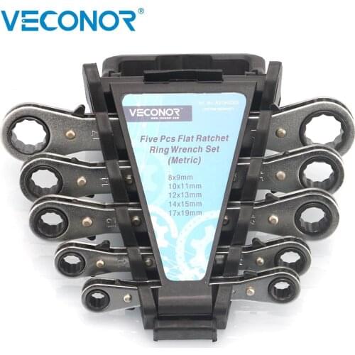 8-19mm Flat Ratchet Wrench Spanner Set of Keys 72T Metric 2-Way Reversible Steel Multifunctional Hand Tool