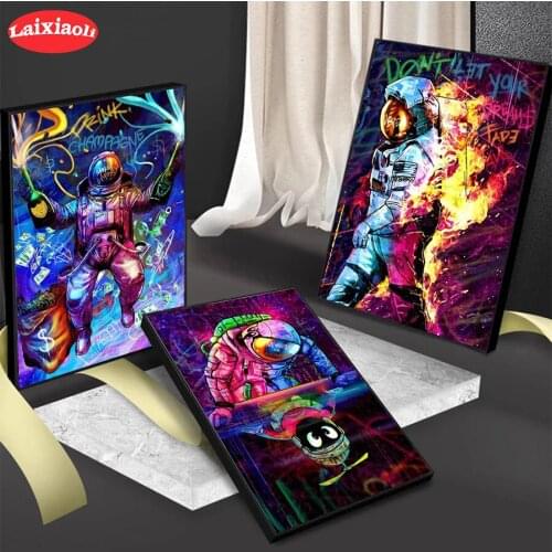 5D DIY Diamond Embroidery Abstract doodle art astronaut Picture Diamond Painting Cross Stitch Mosaic New Arrival Wall Artx3pcs