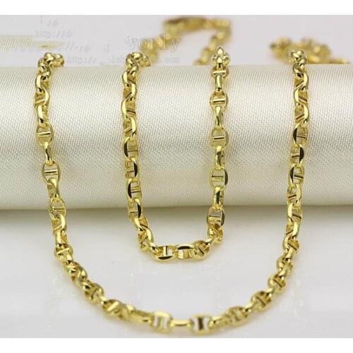 Au750 Real 18K Yellow Gold Chain Women Men Stud Link Necklace 20inch 22inch 24inch Gift Gold Chain