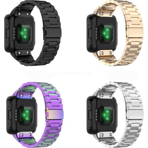 Stainless Steel Three-bead Watch Band Strap Bracelet Belt for Garmin Forerunner 35 Forerunner 30 Smartwatch Unisex