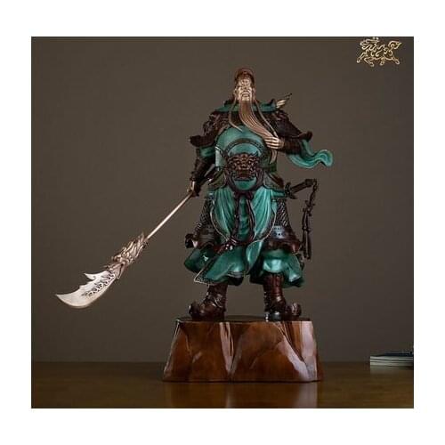 Bronze Crafts Force God BIG Knife Guan Gong statues Home decors Guanyu Lucky Fortune Decoration Crafts