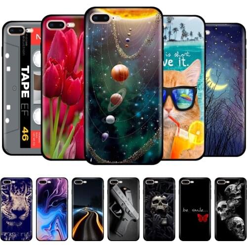 For iphone 7 8 Case silicon soft tpu Shell Cover For Apple iPhone 7 8 plus Bag Funda coque etui bumper paiting black tpu case