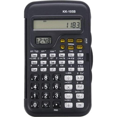 Black Color Office Mini Scientific Calculator School Student Function Calculator Multifunctional Clock Calculator