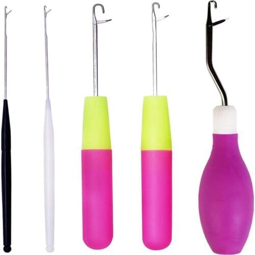 Dailylike 5pcs Plastic Handle Latch Crochet Hook Hair Weave Needle Wigs Knitting Extensions Styling Tools Carpets Making Repair