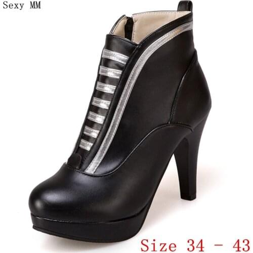 Spring Autumn High Heels Women Platform Ankle Boots Pumps Woman Short Boots High Heel Shoes Plus Size 34 - 40 41 42 43