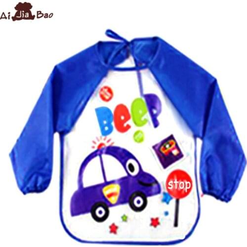Baby Bibs Burp Children Cartoon Drawing Eating Feeding cloths Waterproof Long Sleeve Infant Newborn Bib Apron Saliva Towel