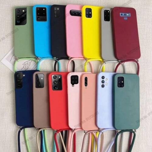 For Samusng M31 Prime M31S A41 A31 A21 A11 A21S A02S A10S M01S A12 M12 Candy Color TPU Phone Case With Lanyard Strap Rope Cord