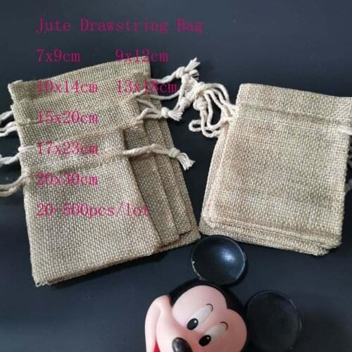 20pcs/lot Jute Drawstring Bags Jewelry Bags Gift Packaging Bags For Linen Bags Christmas Wedding Gift Packaging Bags
