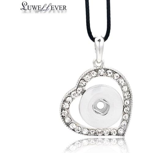 Hot Sale Fashion Interchangeable Heart Crystal Ginger Necklace 135 Fit 18mm Snap Button Pendant Charm Jewelry For Women Gift