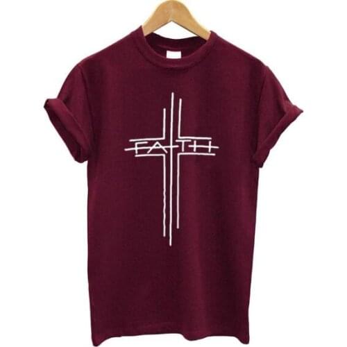 Faith Cross Cotton T-Shirt Stylish Tumblr Graphic Religious Tee Funny Christian Faith Lover Gift Tops quote art bible t shirts