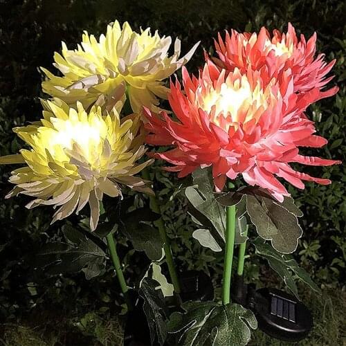 Chrysanthemum Solar Light LED Lamp Outdoor Garden Simulation Flower Lawn Light Plug-In Garden Land Lamp Light Garden Decor