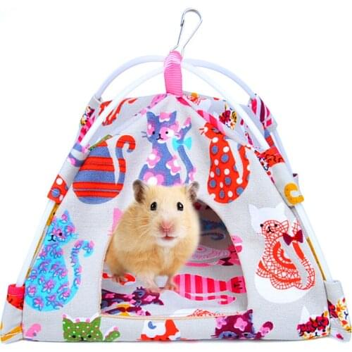 Bird Hamster Hanging Hammock Canvas Bird Ladder Swing Toy Small Pet Tent Bed Cave Bridge Hut House Pet Parrot Toy Dropshippingg