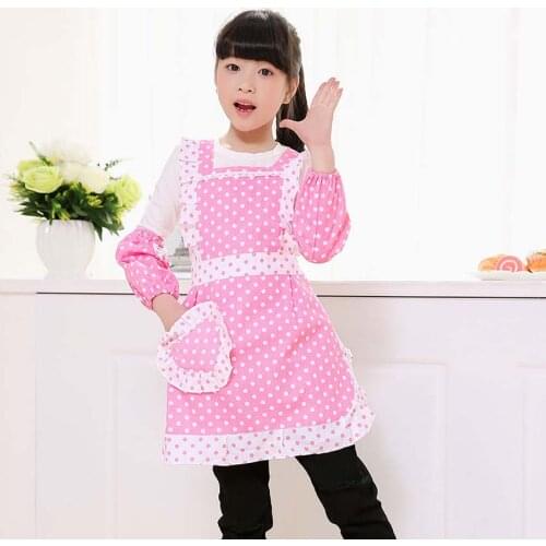 3Pcs Set Cartoon Dot Baby Bibs Art Smock with Pocket Kids Bibs Toddler Infant Burp Cloths Painting Drawing Cover