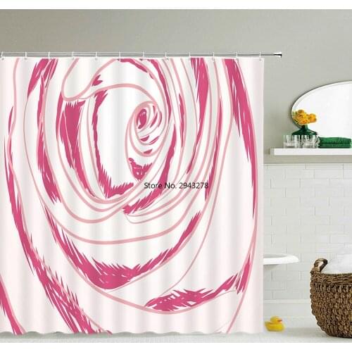 Beautiful Red Rose Blossom Shower Curtain Fabric Waterproof Polyester Bathroom Curtain With Hooks 180X180 Decoration Bath Screen