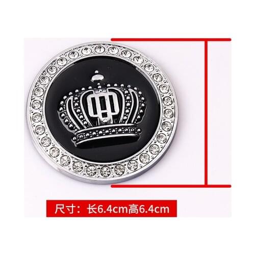 64mm Metal Crystal Crown Luxury VIP Emblem Auto Badge Motorcycle Decals Stickes Car Accessories