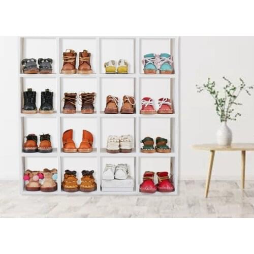 Miniature White Wooden Storage Rack 16 Grid 1: 12 Dollhouse Shelves Display Wall Rack Bookshelf Doll House Decor Dollhouse