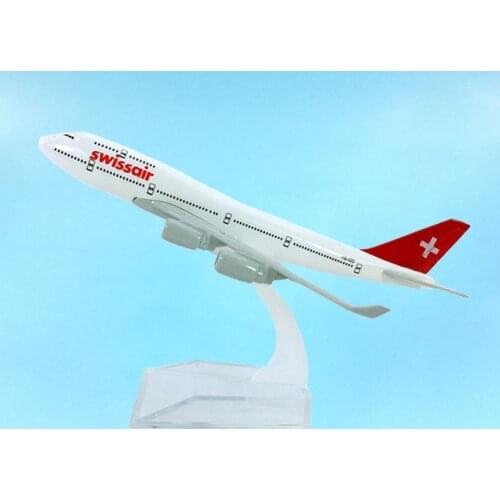 16CM Diecast 1:400 Scale 747 B747-400 Model SWISS Airlines SWISSAIR with Base Airbus Metal Alloy Aircraft Plane Airliner Gift
