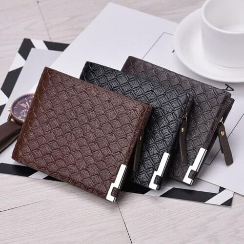 Leather wallet mens short purse designer PU male big zippers pocket wallets 2019 vintage luxury man purse high quality