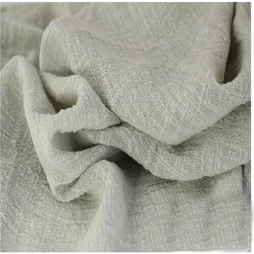 Soft Linen Cotton material beige grey crincle wrinkle tissue scarves dress double layer linen cotton crepe fabric By meter