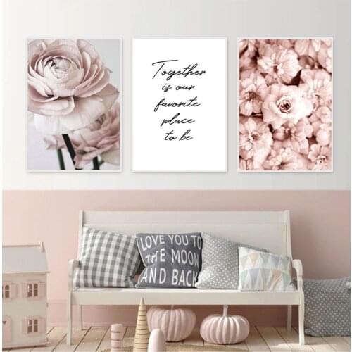 Wall Art Pictures Bedroom Interior Home Decor Romantic Light Pink Peonies Flowers Canvas Paintings Gallery Posters Prints