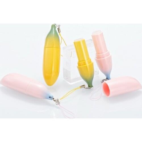 New Yellow Pink Cute Shape Banana Lipstick Lip Balm Tube Empty High Quality Plastic Lips Tubes Lipsticks Gloss Container 20PCS