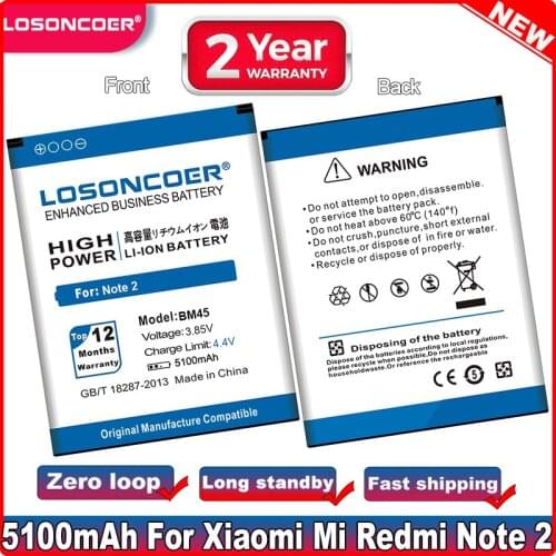 New Arrivals 4900mAh BM45 Battery Replacment for Original Xiaomi RedMi Note 2 Battery Hongmi Red Rice Note2 In Stock