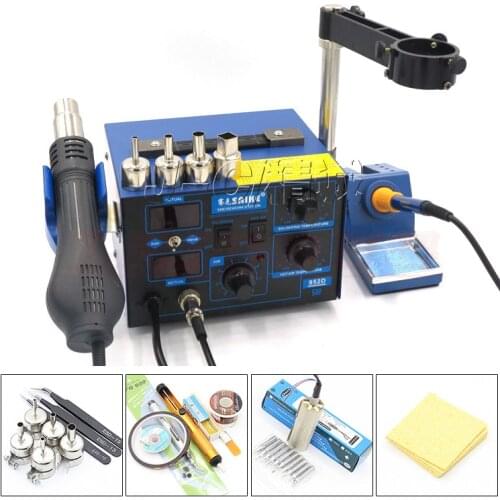 Saike 952D Soldering station 110V or 220V 700W 2 in 1 Hot Air Gun Soldering Iron Digital Welding Station+Many gift