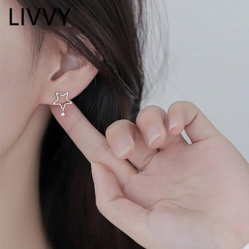 Silver Color Minimalist Zircon Hollow Star Stud Earrings Simple Hot Sexy Exquisite Woman Party Gift Used To Decorate Ear Region