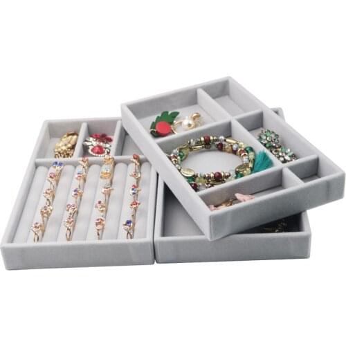 Gray Velvet Suede Ring Earring Organizer Ear Studs Jewelry Display Display Stand Stylish Jewelry Box Case Cover Box