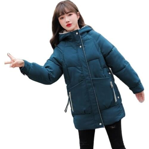 Chic Women Winter Basic Hooded Windproof Warm Coat Outwear Overcoat Oversized Puffer Jacket Cotton Padded Parkas