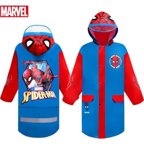 Spiderman High Quality Schoolbag Raincoat Children US Captain Kids Girls Rainproof Poncho Boys Rainwear Rainsuit Outdoor Gifts
