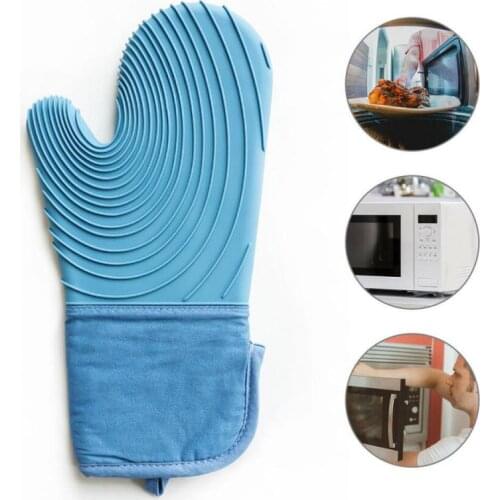 1 Pcs Silicone Baking Insulation Gloves For BBQ Kitchen Microwave Glove Potholder Polyester Oven Mitts antiscalding glove Cocina