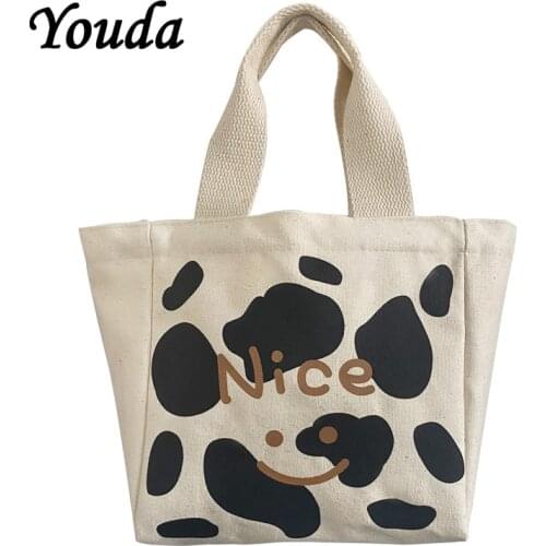 New Lunch Bag Canvas Lunch Box Picnic Tote Cotton Cloth Small Handbag Pouch Dinner Container Food Storage Bags For Office Lady