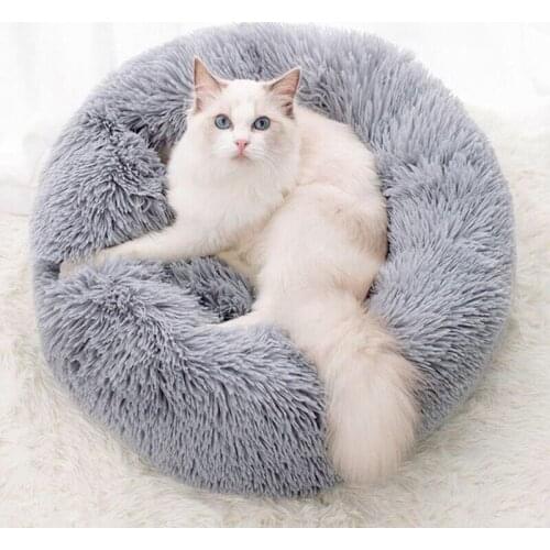 Super Soft Pet Bed Kennel Dog Round Cat Winter Warm Sleeping Bag Long Plush Puppy Cushion Mat Portable Cat Supplies for pet