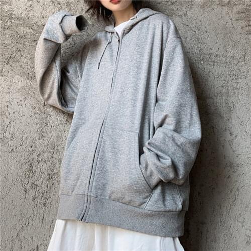 Womens Hoodie Harajuku Thin Loose Oversized Sweatshirt Solid Color Long Sleeve Hooded Sweatshirt Student Girl Top Jacket y2k