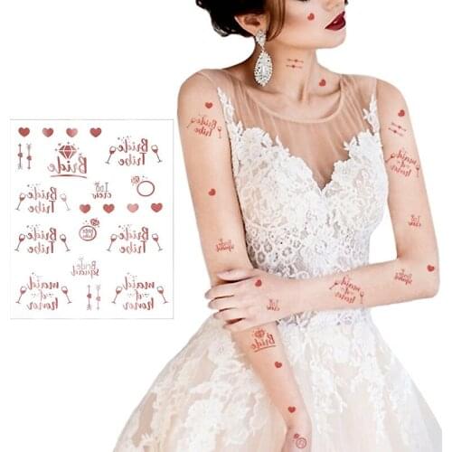 Waterproof Bridesmaid Team Temporary Tattoo Sticker Bride To Be Flash Tattoos Wedding Decor Gift Bachelor Party Bridal Supplies