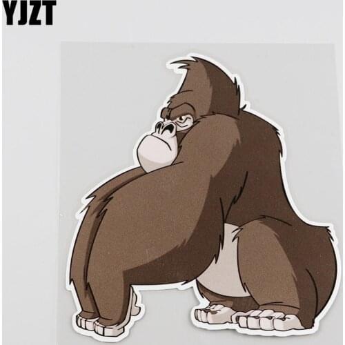 YJZT 13.3CM*14.2CM Interesting Fitness Muscle Gorilla Car Sticker PVC 12A-0030