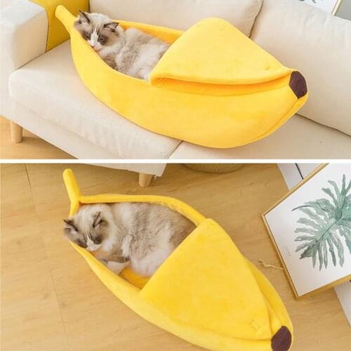 Funny Banana Cat Bed House Cute Cozy Cat Mat Beds Warm Durable Portable Pet Basket Kennel Dog Cushion Cat Supplies Multicolor