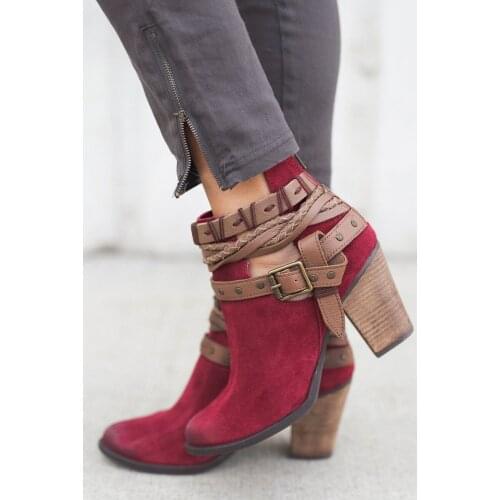 Winter Women Boots Fashion Casual Ladies Shoes Martin Boots Women Zip Suede Leather Buckle Shoes High Heeled Zipper Snow Boot