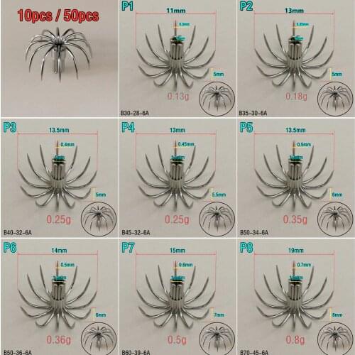 10pcs 50pcs Stainless steel small squid hooks P Umbrella fishhook P1-P8 Fishing Crown Spain Chile bait accessories Jig pesca DIY
