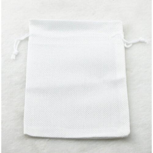13x18cm 10pcs White linen jute bag drawstring necklace jewelry package bag gift bag Wedding packaging bag