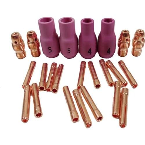 24pcs Argon TIG Welding Torch Consumable 1.0mm 1.6mm TIG Tungsten Electrode Collet Alumina Nozzle for WP9 WP9V WP9FV TIG Torch