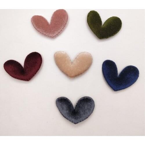 36pcs/lot 4.2*3.4cm Felt heart Padded Appliques for DIY Clothes Sewing Supplies DIY Hair Bow Decoration